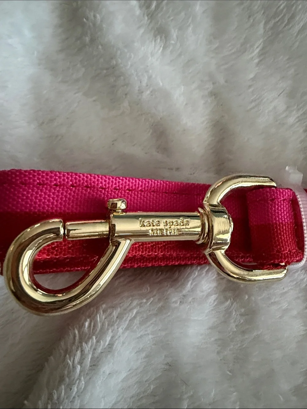 Kate Spade NWT Hot Pink & Red Striped Dog Leash with Gold-tone Hardware, 54”